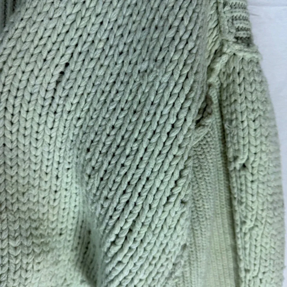 We‎ The Free Sea Bright Pale Green Chunky Knit V-Neck Cropped Sweater XS